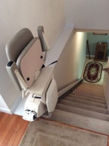 Merrett Stairlifts - Straight stairlift folded up